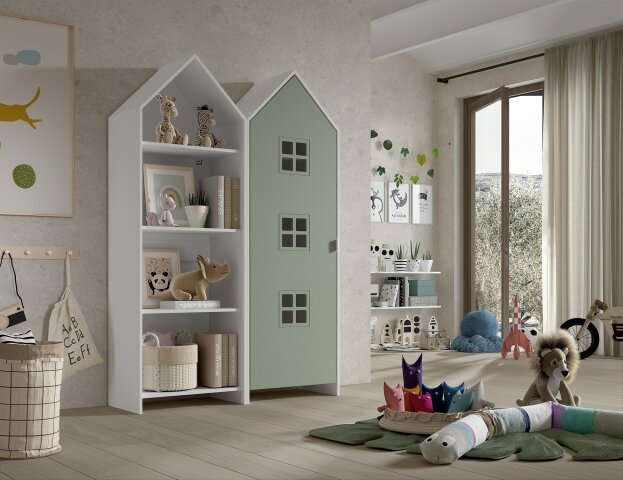 Kleiderschrank >CASAMI BRUGES< in Korpus Weiß / Front Grün, MDF