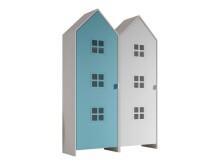 Kleiderschrank >CASAMI BRUGES< in Korpus Weiß / Front Blau u. Weiß, MDF