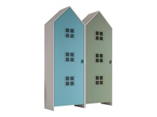 Kleiderschrank >CASAMI BRUGES< in Korpus Weiß / Front Blau u. Grün, MDF