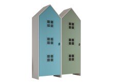 Kleiderschrank >CASAMI BRUGES< in Korpus Weiß / Front Blau u. Grün, MDF