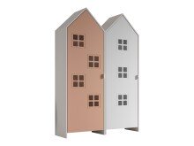 Kleiderschrank >CASAMI BRUGES< in Korpus Weiß / Front Pink u. Weiß, MDF