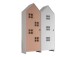 Kleiderschrank >CASAMI BRUGES< in Korpus Weiß / Front Pink u. Weiß, MDF