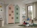 Kleiderschrank >CASAMI BRUGES< in Korpus Weiß / Front Pink u. Grün, MDF