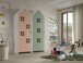 Kleiderschrank >CASAMI BRUGES< in Korpus Weiß / Front Pink u. Grün, MDF