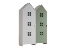 Kleiderschrank >CASAMI BRUGES< in Korpus Weiß / Front Weiß u. Grün, MDF