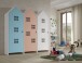 Kleiderschrank >CASAMI BRUGES< in Korpus Weiß / Front Blau, Pink u. Weiß, MDF