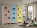 Kleiderschrank >CASAMI BRUGES< in Korpus Weiß / Front Blau, Pink u. Gelb, MDF