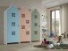 Kleiderschrank >CASAMI BRUGES< in Korpus Weiß / Front Blau, Pink u. Grün, MDF