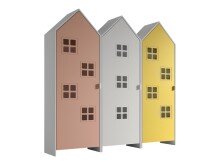 Kleiderschrank >CASAMI BRUGES< in Korpus Weiß / Front Pink, Weiß u. Gelb, MDF