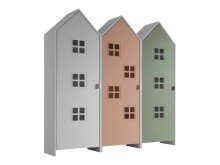 Kleiderschrank >CASAMI BRUGES< in Korpus Weiß / Front Pink, Weiß u. Grün, MDF