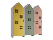 Kleiderschrank >CASAMI BRUGES< in Korpus Weiß / Front Gelb, Pink u. Grün, MDF