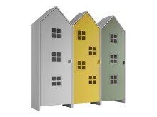 Kleiderschrank >CASAMI BRUGES< in Korpus Weiß / Front Gelb, Weiß u. Grün, MDF