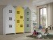 Kleiderschrank >CASAMI BRUGES< in Korpus Weiß / Front Gelb, Weiß u. Grün, MDF
