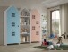Kleiderschrank >CASAMI BRUGES< in Korpus Weiß / Front Blau u. Pink, MDF