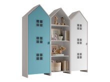 Kleiderschrank >CASAMI BRUGES< in Korpus Weiß / Front Blau u. Weiß, MDF