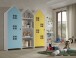 Kleiderschrank >CASAMI BRUGES< in Korpus Weiß / Front Blau u. gelb, MDF