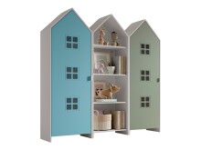 Kleiderschrank >CASAMI BRUGES< in Korpus Weiß / Front Blau u. Grün, MDF