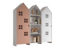 Kleiderschrank >CASAMI BRUGES< in Korpus Weiß / Front Pink u. Weiß, MDF