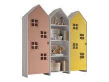 Kleiderschrank >CASAMI BRUGES< in Korpus Weiß / Front Pink u. Gelb, MDF