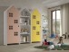 Kleiderschrank >CASAMI BRUGES< in Korpus Weiß / Front Pink u. Gelb, MDF