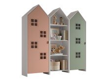 Kleiderschrank >CASAMI BRUGES< in Korpus Weiß / Front Pink u. Grün, MDF