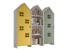 Kleiderschrank >CASAMI BRUGES< in Korpus Weiß / Front Gelb u. Grün, MDF