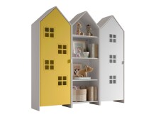 Kleiderschrank >CASAMI BRUGES< in Korpus Weiß / Front Gelb u. Weiß, MDF