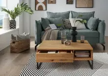 Couchtisch >2135< in Eiche, Gestell Eisen -...