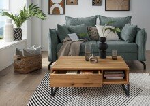 Couchtisch >2135< in Eiche, Gestell Eisen - 90x34x60cm (BxHxT)