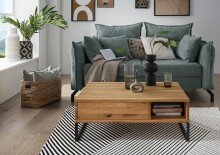 Couchtisch >2135< in Eiche, Gestell Eisen - 90x34x60cm (BxHxT)
