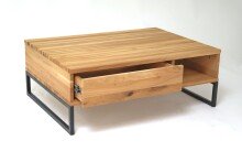 Couchtisch >2135< in Eiche, Gestell Eisen - 90x34x60cm (BxHxT)