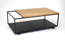 Couchtisch >2149< in Wildeiche, Gestell Metall - 100x40x60cm (BxHxT)