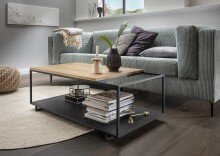Couchtisch >2149< in Wildeiche, Gestell Metall - 100x40x60cm (BxHxT)