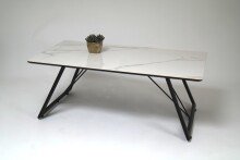 Couchtisch >2156-19< in Hellgrau, Gestell Schwarz - 110x42x60cm (BxHxT)