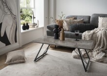 Couchtisch >2156-23< in dunkelgrau, Gestell schwarz - 110x42x60cm (BxHxT)