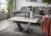 Couchtisch >2157-19< in hellgrau, Gestell Metall -...