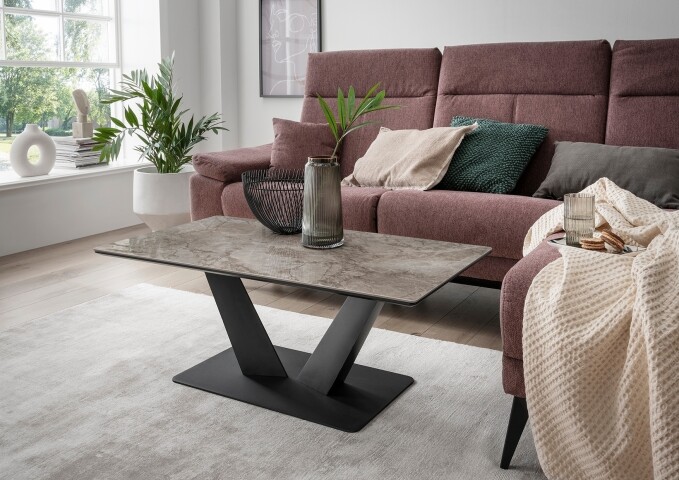 Couchtisch >2157-23< in dunkelgrau, Gestell Metall