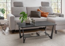 Couchtisch >2177-10< in Schwarz, Gestell Eisen - 110x42x60cm (BxHxT)