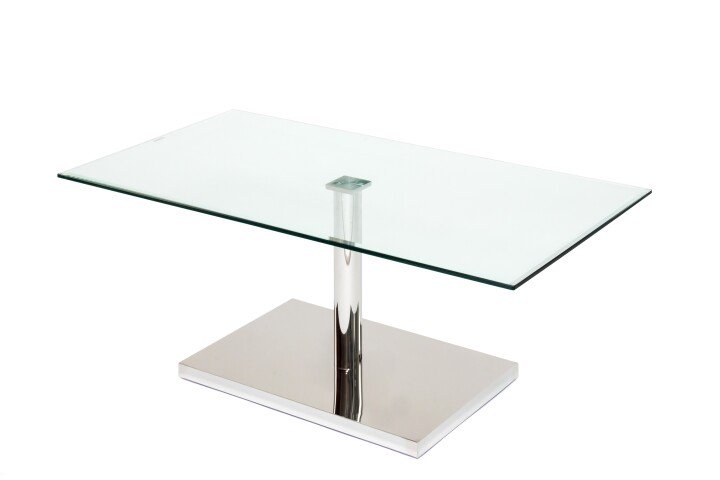 Couchtisch >2419< in Klarglas, Edelstahl ummantelt - 100x45x60cm (BxHxT)