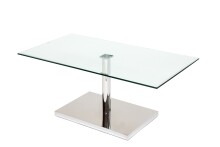 Couchtisch >2419< in Klarglas, Edelstahl ummantelt...