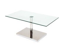 Couchtisch >2419< in Klarglas, Edelstahl ummantelt - 100x45x60cm (BxHxT)