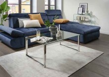 Couchtisch >5/212-00< in Klarglas, Metall Edelstahl...