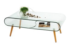 Couchtisch >5/215< in Klarglas, Massiv - 100x45x60cm (BxHxT)