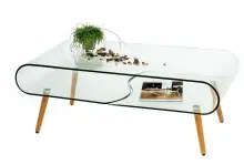 Couchtisch >5/215< in Klarglas, Massiv -...