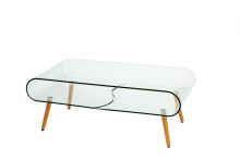 Couchtisch >5/215< in Klarglas, Massiv - 100x45x60cm (BxHxT)