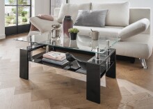 Couchtisch >5/216-05< in Tischplatte Klarglas,...