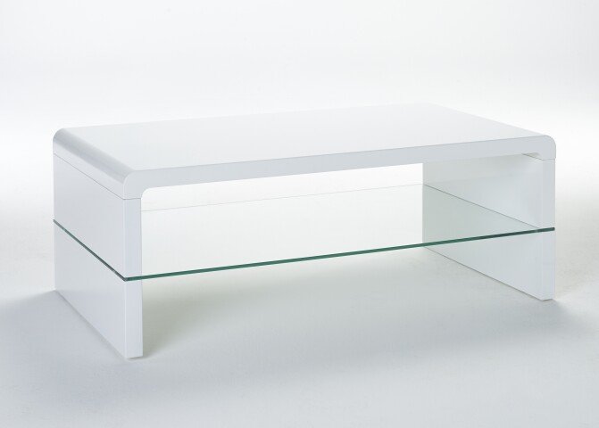 Couchtisch >5050-11< in Weiß, MDF - 110x42x60cm (BxHxT)