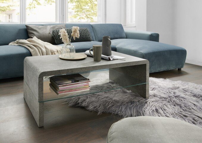 Couchtisch >5050-30< in Stein Optik, MDF - 110x42x60cm (BxHxT)