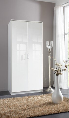 Drehtürenschrank >Clack< in HOCHGLANZ LACK WEISS - 91x199x58cm (BxHxT)