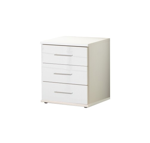 Schubkastenkommode >Clack< in HOCHGLANZ LACK WEISS - 46x58x40cm (BxHxT)